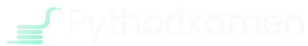 A light mint green snake logo with stacked rectangular shapes on the left, next to the faint gray text 'Pythorixamen' on a plain white background.